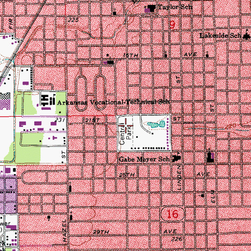 Topographic Map of Central Park, AR