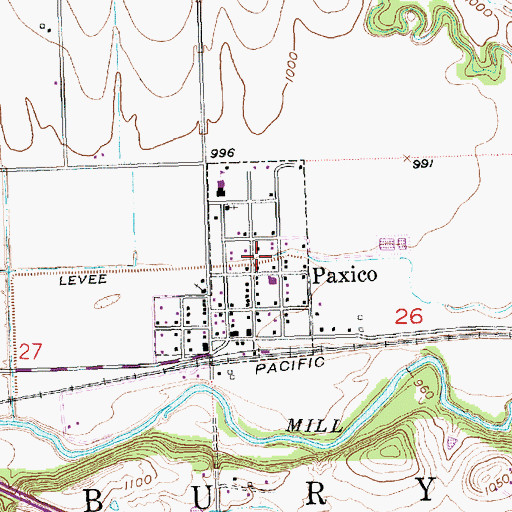 Topographic Map of Paxico, KS