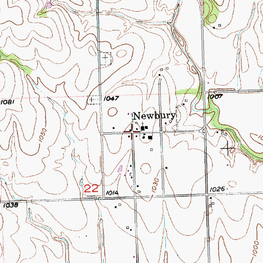 Topographic Map of Newbury, KS