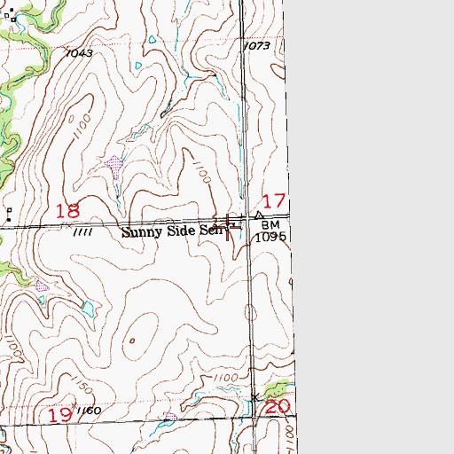 Topographic Map of Sunny Side School, KS