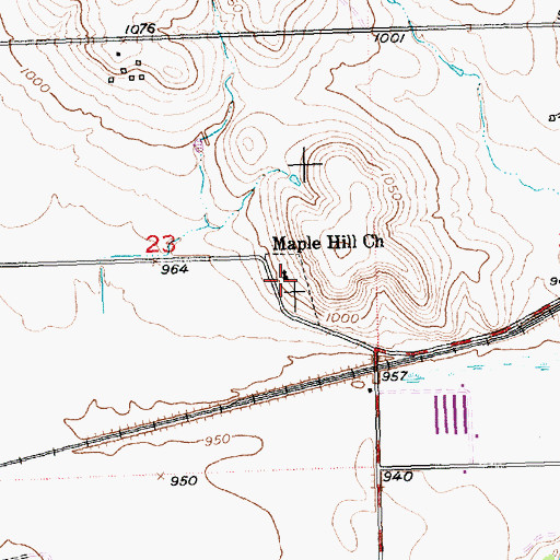 Topographic Map of Maple Hill Church, KS