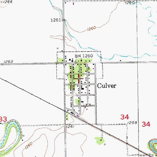 Topographic Map of Culver, KS