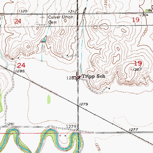 Topographic Map of Tripp School, KS