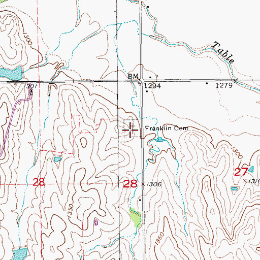 Topographic Map of Franklin Cemetery, KS