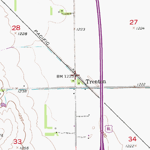 Topographic Map of Trenton, KS