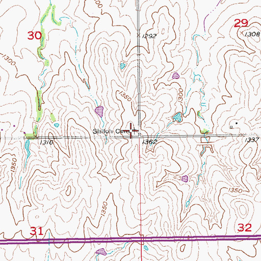 Topographic Map of Shiloh Cemetery, KS