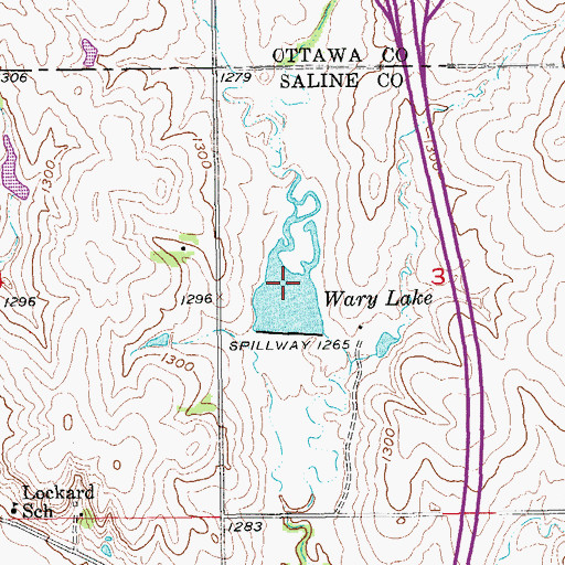 Topographic Map of Wary Lake, KS