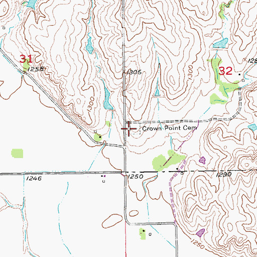 Topographic Map of Crown Point Cemetery, KS