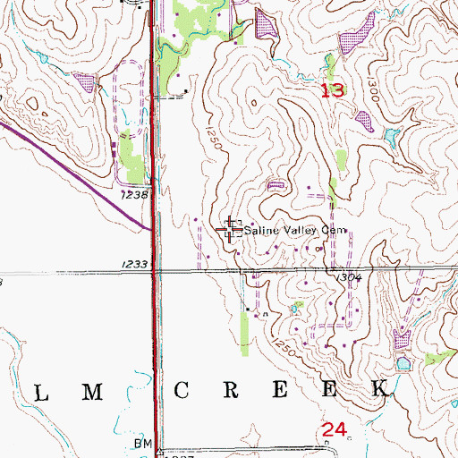 Topographic Map of Saline Valley Cemetery, KS
