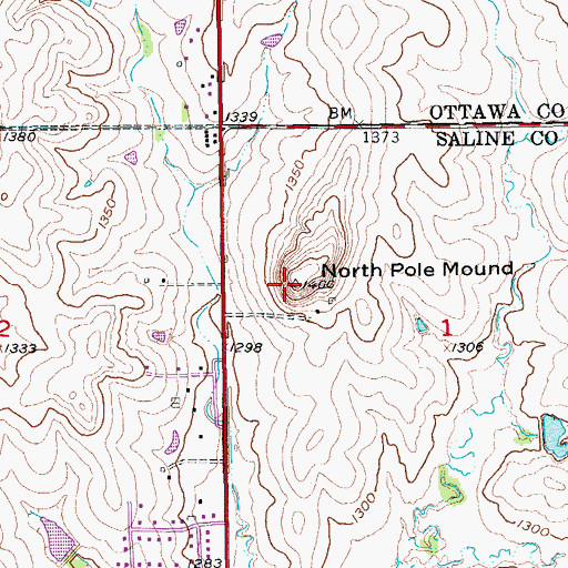 Topographic Map of North Pole Mound, KS