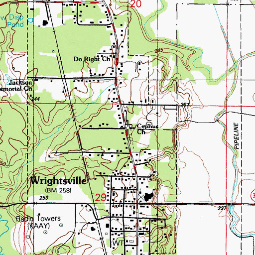 Topographic Map of Cephus Church, AR