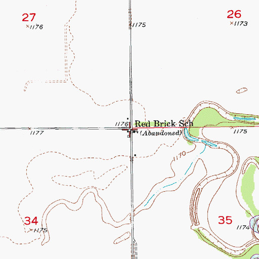 Topographic Map of Red Brick School, KS