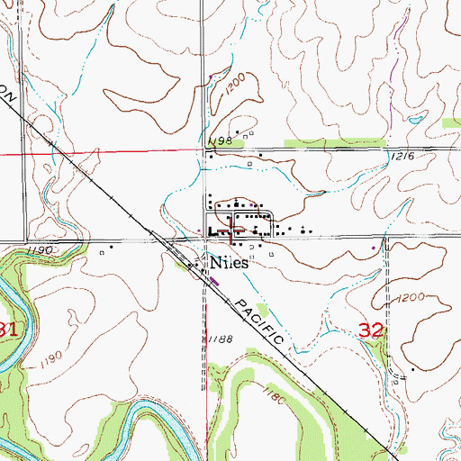 Topographic Map of Niles, KS