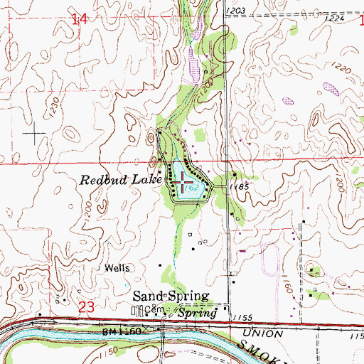Topographic Map of Redbud Lake, KS