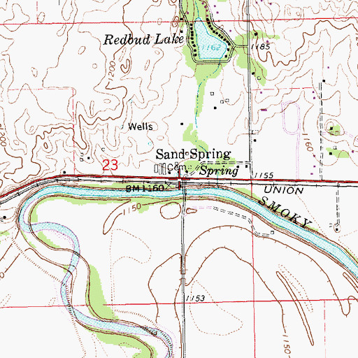 Topographic Map of Sand Spring, KS