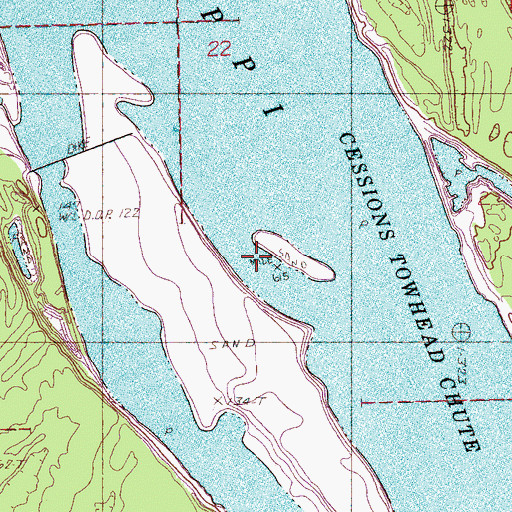 Topographic Map of Cessions Towhead Chute, AR