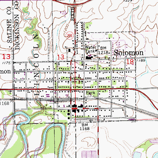 Topographic Map of Solomon, KS