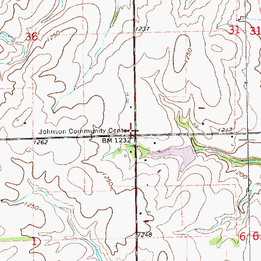 Topographic Map of Johnson Community Center, KS