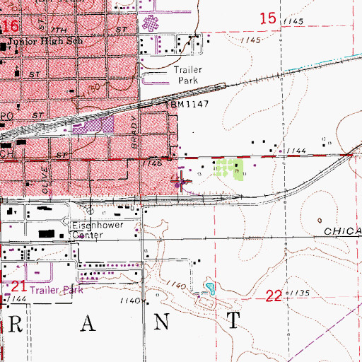 Topographic Map of Township of Grant, KS