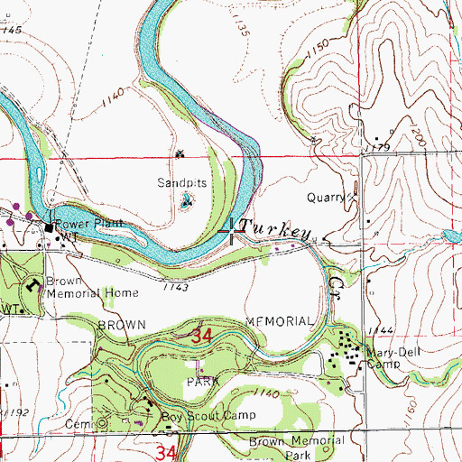 Topographic Map of Turkey Creek, KS