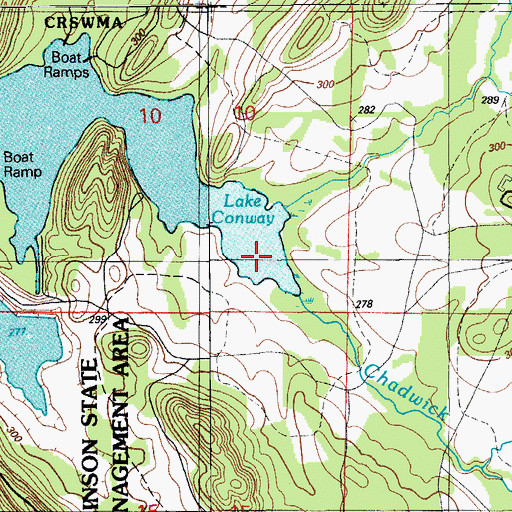 Topographic Map of Chadwick Creek, AR