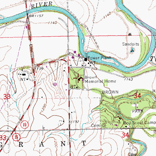 Topographic Map of Brown Memorial Home, KS
