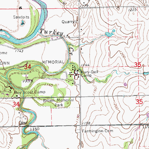 Topographic Map of Mary-Dell Camp, KS
