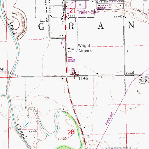 Topographic Map of Wright Airpark (historical), KS