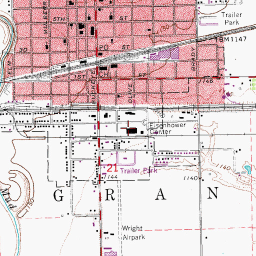 Topographic Map of Eisenhower Center, KS