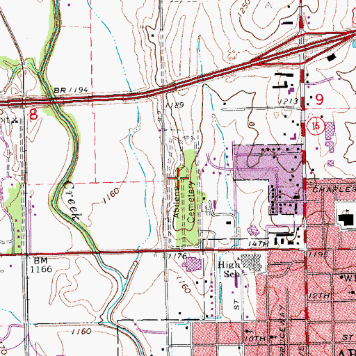 Topographic Map of Abilene Cemetery, KS