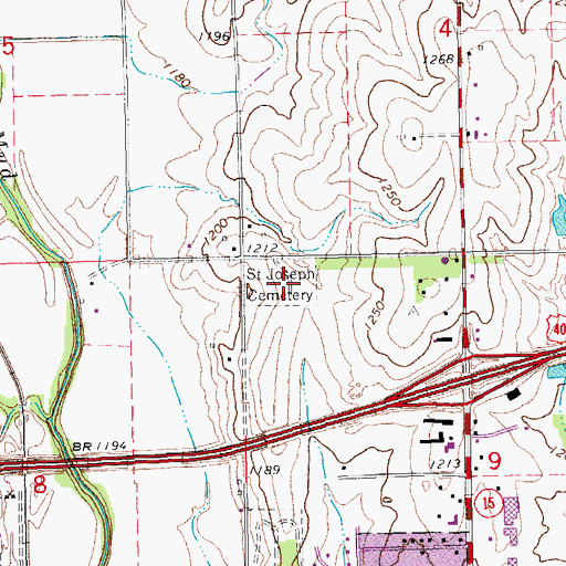 Topographic Map of Saint Joseph Cemetery, KS