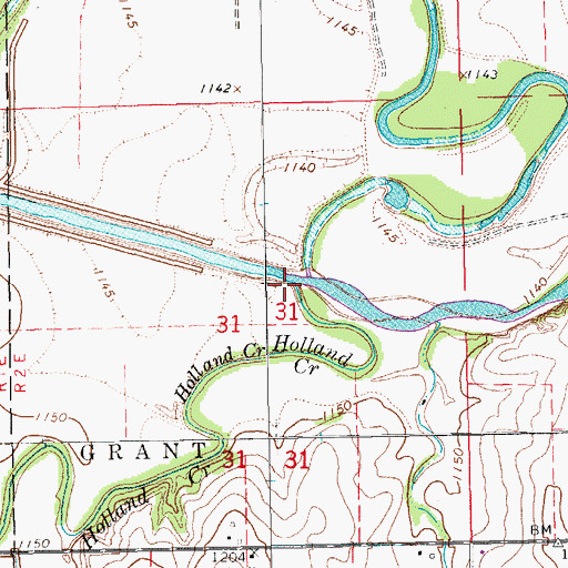 Topographic Map of Holland Creek, KS