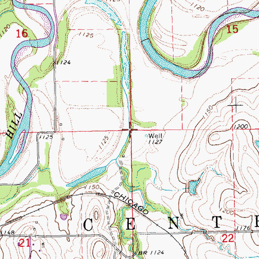 Topographic Map of Township of Center, KS