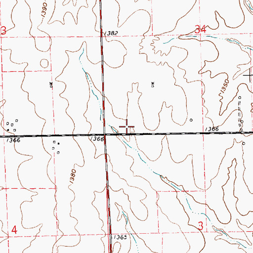 Topographic Map of Deer Creek, KS