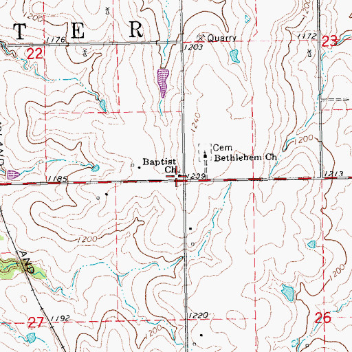 Topographic Map of Enterprise First Baptist Church, KS