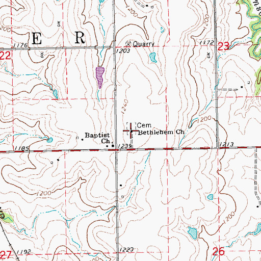 Topographic Map of Bethlehem Church, KS