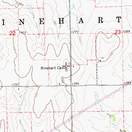 Topographic Map of Rinehart Cemetery, KS