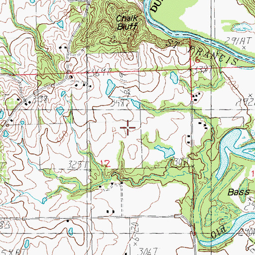 Topographic Map of Chalk Bluff, AR