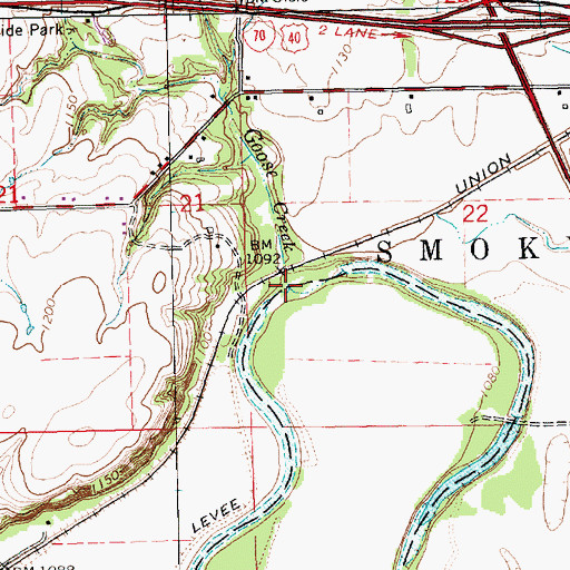 Topographic Map of Goose Creek, KS