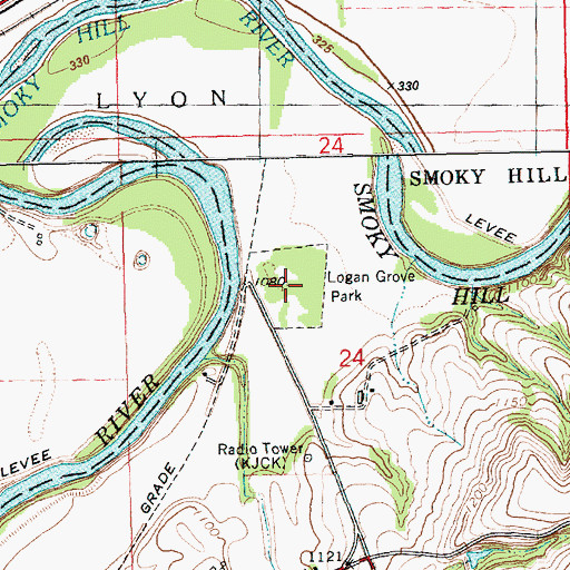 Topographic Map of Logan Grove Park, KS