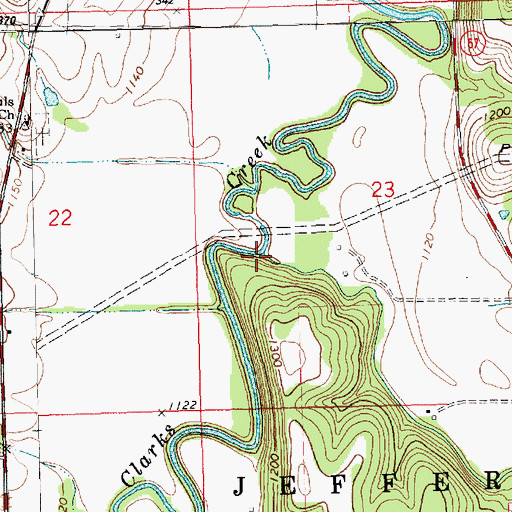 Topographic Map of Dry Creek, KS