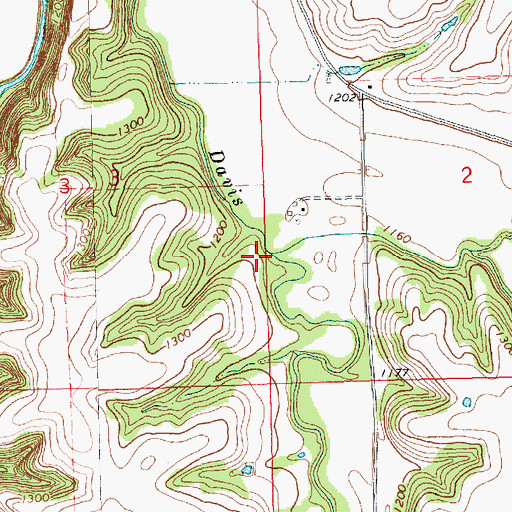 Topographic Map of Thomas Creek, KS