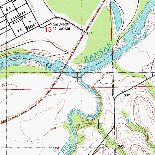 Topographic Map of Clarks Creek, KS