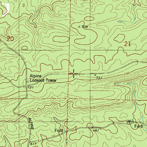Topographic Map of Chalybeate Mountain, AR