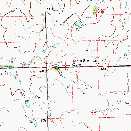 Topographic Map of Moss Springs Cemetery, KS