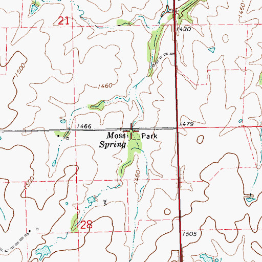 Topographic Map of Moss Spring, KS