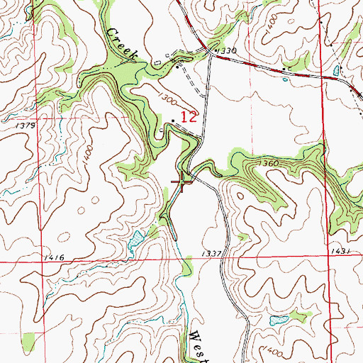 Topographic Map of West Branch Humboldt Creek, KS