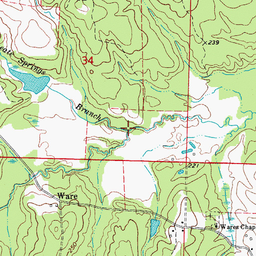 Topographic Map of Chalybeate Springs Branch, AR