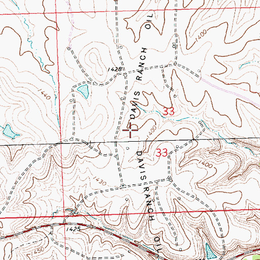 Topographic Map of Davis Ranch Oil Field, KS
