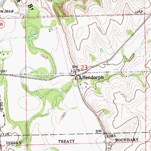 Topographic Map of Allendorph, KS